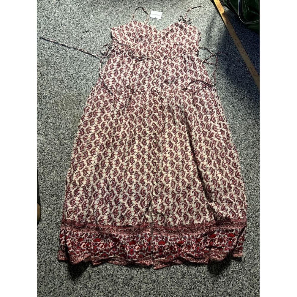 American Eagle Red Paisley Floral Smocked Midi Dress Large NWT